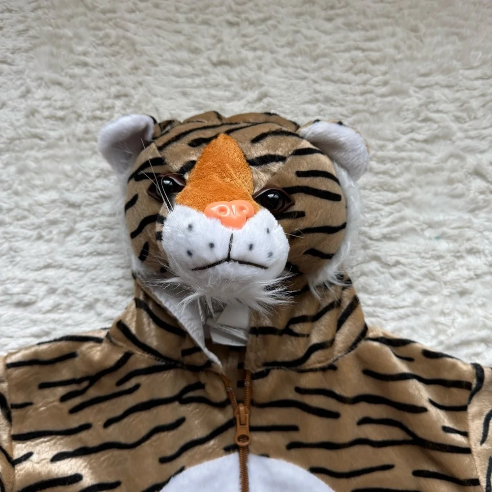 Tiger Halloween Costume Hooded Jumpsuit Boys Girls Kids 3T Toddler Jungle Animal